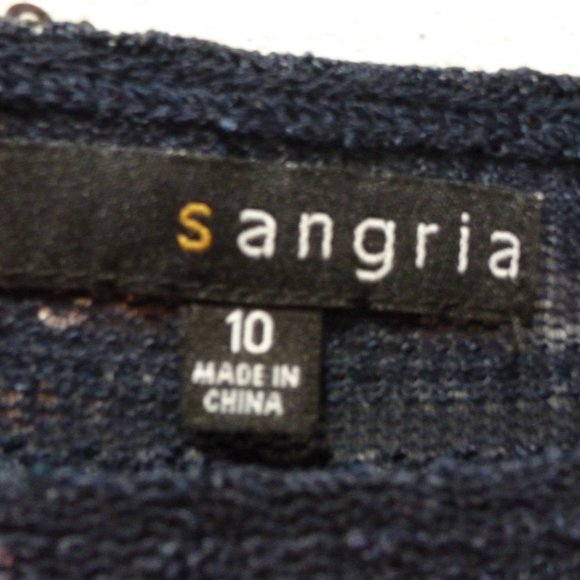 Sangria Size 10 Navy Sequined Lace Midi Dress - Picture 4 of 4